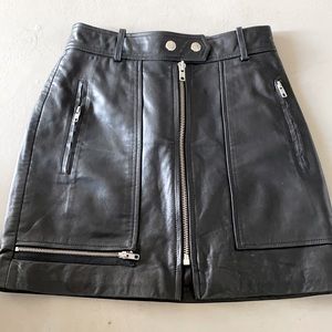 ISABEL MARANT ETOILE Alynna black leather zip up mini skirt